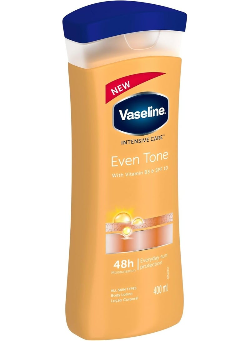 فازلين لوشن للجسم لتوحيد لون البشرة مع فيتامين B3 (نياسيناميد) وSPF10، ترطيب عميق يومي للبشرة الجافة وغير المتساوية، 400 مل - Image 3